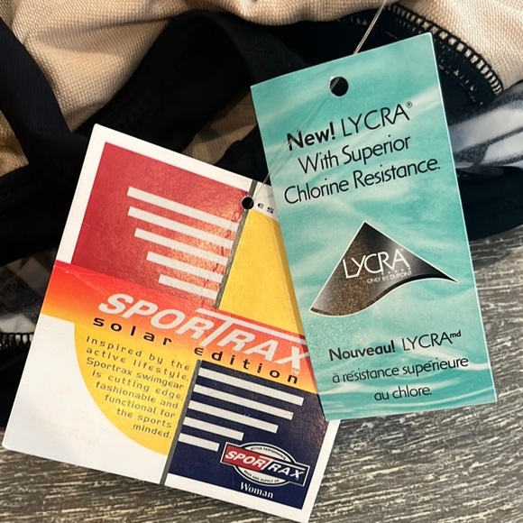 Sportrax 2X New Navy & White One Piece Geometric Pattern Swimsuit - Picture 4 of 6